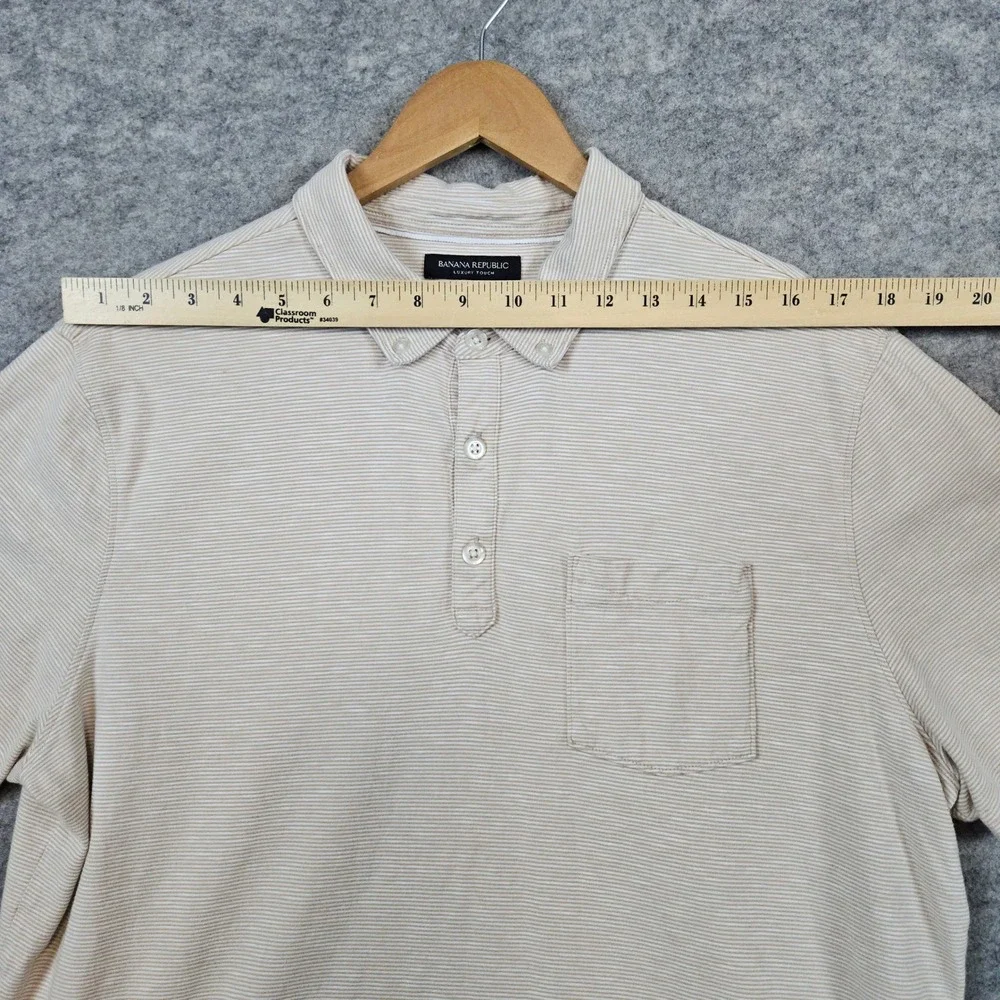 Banana Republic Men's Beige Striped Luxury Touch Polo‎ Shirt Size XL Cotton SPOT